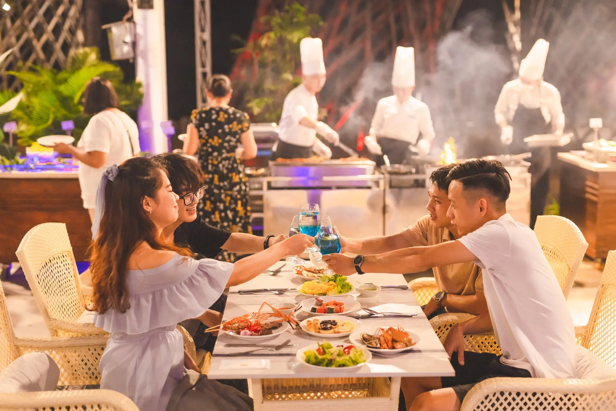 Dinner BBQ Buffet — outdoor barbecue at Sunset Sanato